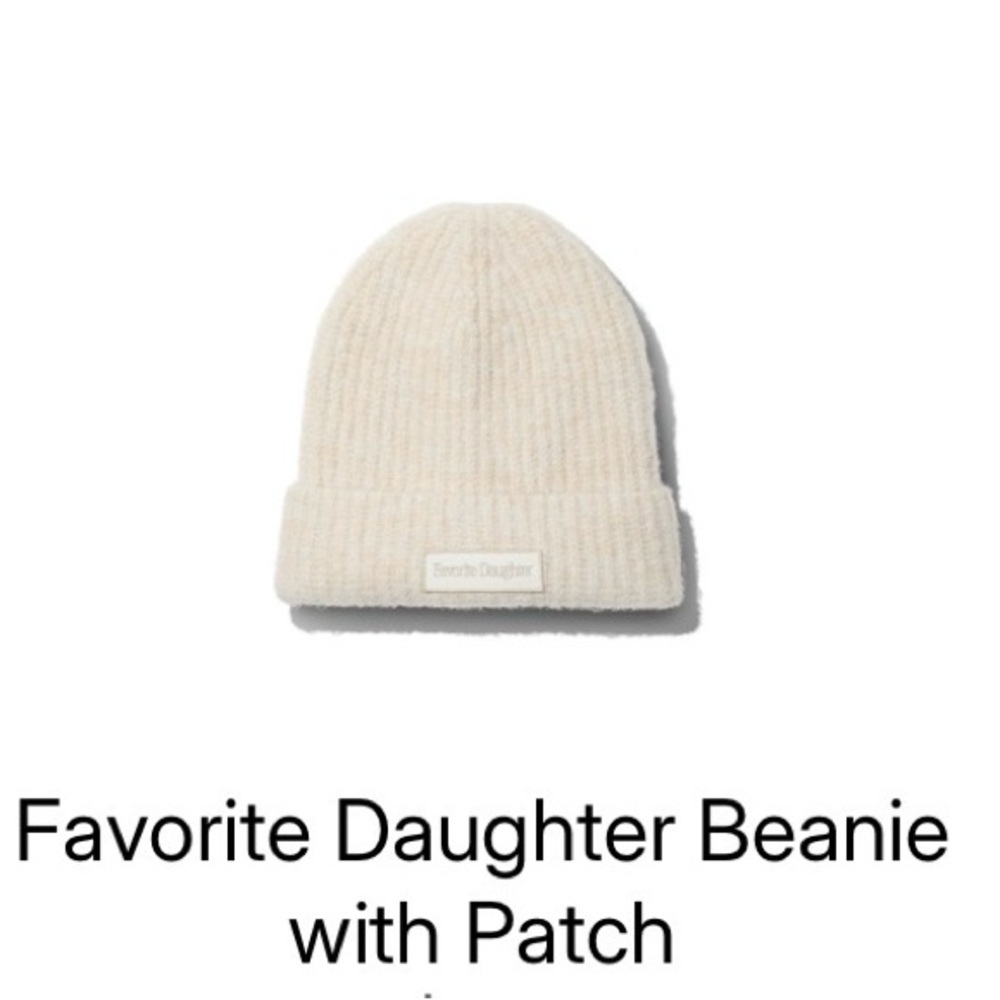 Favorite Daughter Beige Knit Beanie with Patch